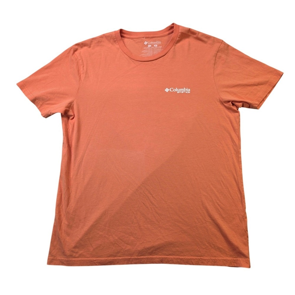 Columbia Performance Gear PFG Outdoor Fishing Graphic Tee Orange Mens Large